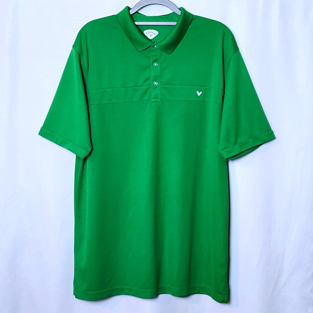 Callaway Mens XL Green Short Sleeve Golf Polo Shirt Chevron Logo Polyester